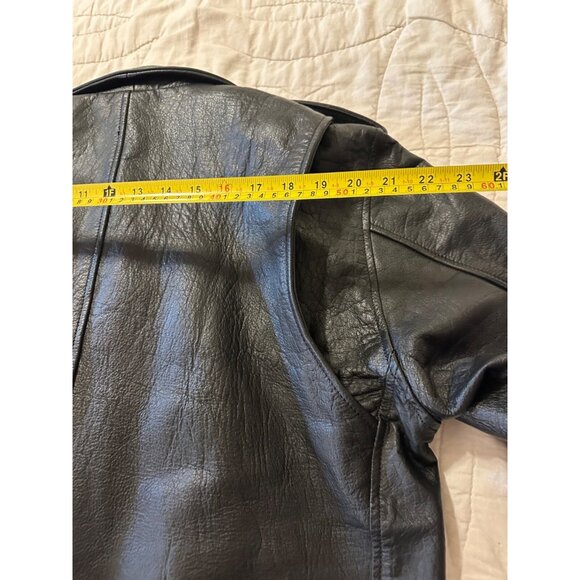 VTG Blk Leather Motorcycle Jacket  Lg?  Zippers Biker Goth Punk 90s Grunge Read - Picture 12 of 16